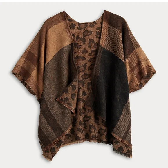 REVERSIBLE Poncho O/S fits most - Picture 2 of 8